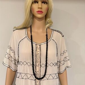 Laila Rowe Black Beads wrapped in Ribbon Necklace